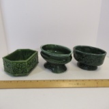 (3 pieces) unmarked green pottery