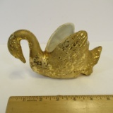 Swan Porcelain Planter - Hand decorated gold finish