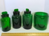 Vintage Green Glass Apothecary-Style Glass Canister Set