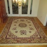 Oriental Style Area Rug - Cream Background with Floral Pattern - See Photo