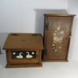 Folk Art (2 Pieces) Onion/Potato Box & Small Cabinet