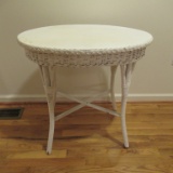 Oval Wooden Top Wicker Table