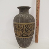 Tall Vase with Embossed Floral Gilt Design