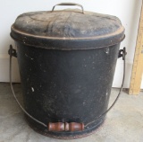 Small Ash Pail with Wood Bail Handle & Lid