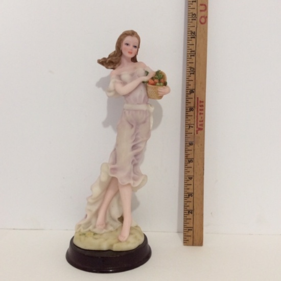 Resin Woman with Basket Figure