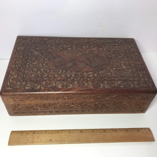 Beautifully Hand Carved Wooden Jewelry Box Made in India