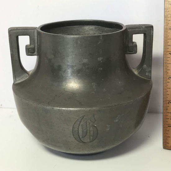 Vintage Pewter Double Handled Vessel