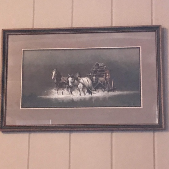 Framed & Matted Signed & Numbered 17/24 “Night Crossing” Print by Frank McCarthy