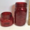 Pair of Red Jardin Mason Jars