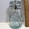 Vintage Blue Glass Atlas E-Z Seal Mason Jar with Glass Lid