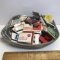 Large Lot of Misc Collectible Matchbooks in Pewter Square Bowl