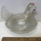 Vintage Clear Glass Hen on a Nest