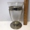 Tall Glass Silver Tone Vase