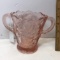 Pretty Pink Double Handled Etched Vase with Strawberry Design