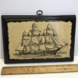 1975 Wooden Ship Picture Signed William Mason