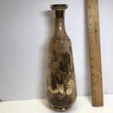 Beautiful Tall Decanter with Gold Rose Design