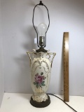 Vintage Ceramic Lamp with Rose & Gilt Design