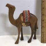Vintage Wooden Carved Camel Figurine