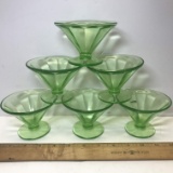 Set of 6 Vintage Vaseline Glass Sherbets