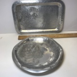 Hand Wrought Aluminum Hammered Tray & Bowl
