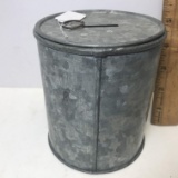 Galvanized Coin Bank Can - Made in India
