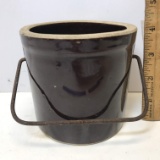 Small Pottery Crock with Handle