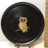 Vintage Couroc Owl Platter with Stand