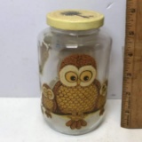 Vintage Jar with Owl Appliqués