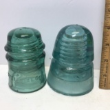 Pair of Vintage Blue Glass Insulators