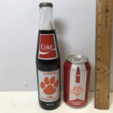 Pair of Collectible Clemson 1981 & 2016 National Champions Coca-Cola Bottle & Can