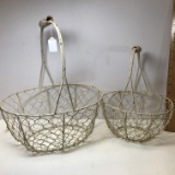 Pair of Ivory Metal Baskets