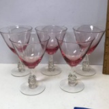 Set of 5 Pink Stemware