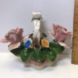 Vintage Capodimonte Flower Basket - Made in Italy