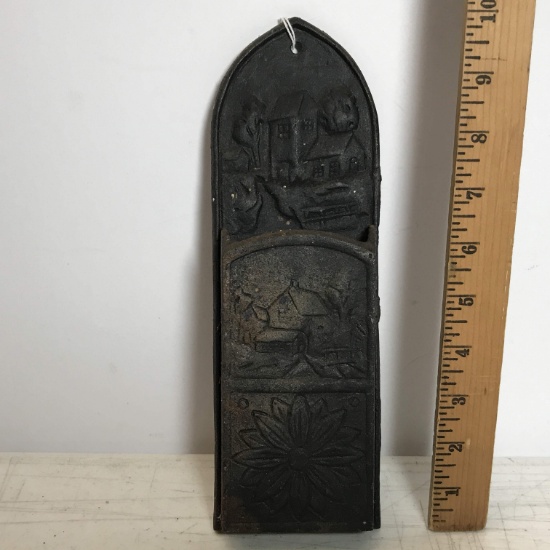 Vintage Cast Iron Match Stick Holder Wall Hanging