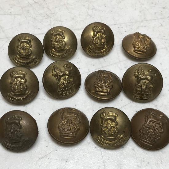 Lot of Vintage Brass Royal Army Pay Corps Uniform Buttons