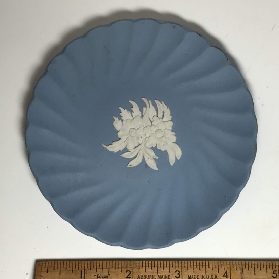 Wedgwood Blue Jasperware Swirled Pin Dish Signed on Bottom