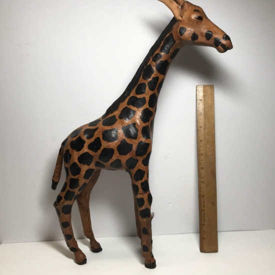 Tall Leather Giraffe Statue