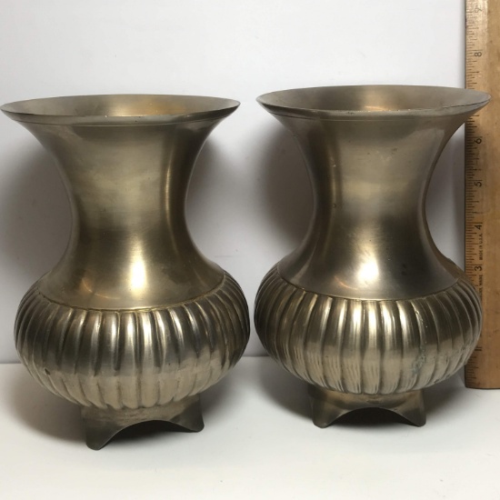 Pair of Brass Footed Vases - Made India