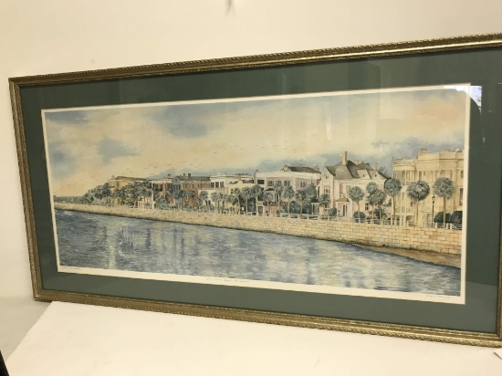 Beautiful “The Calm Before The Storm” Charleston Print Signed Jeanie Drucker in Gilt Frame