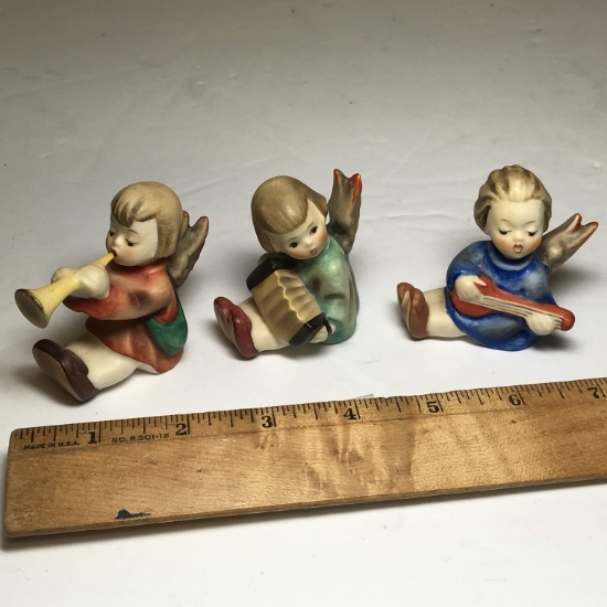 Set of 3 Vintage Goebel Hummel W. Germany Angel Figurines Playing Musical Instruments