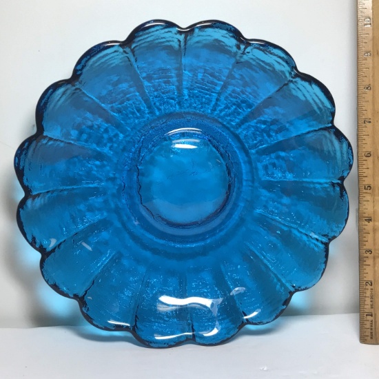 Pretty Blue Glass Egg Plate