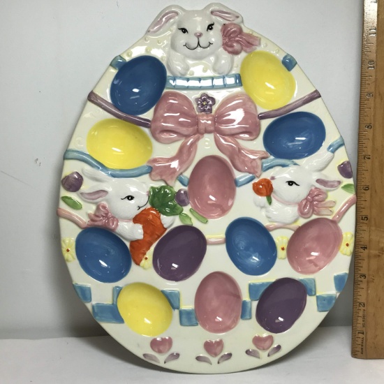 Adorable Ceramic Bunny Egg Plate