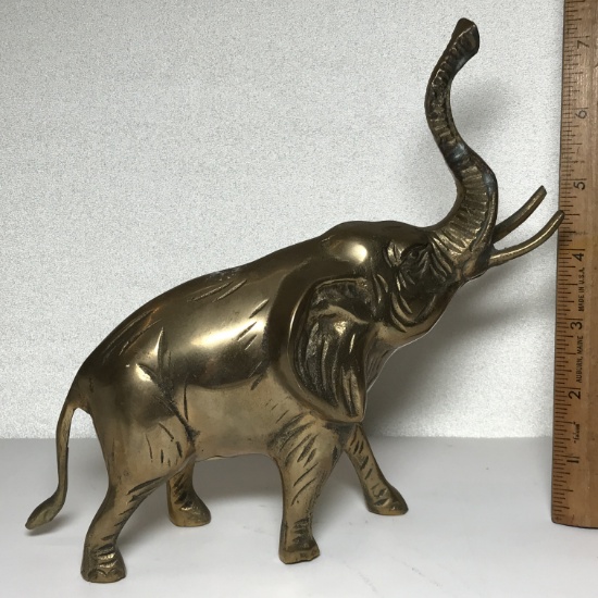 Vintage Solid Brass Elephant Figurine