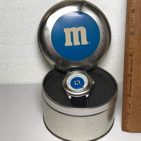 Collectible Blue M&M Watch in Tin