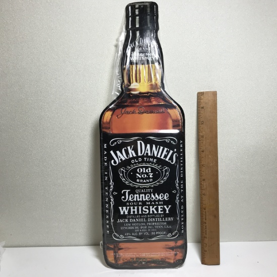 Metal Jack Daniels Whiskey Advertisement Bottle Sign in Original Shrink Wrap