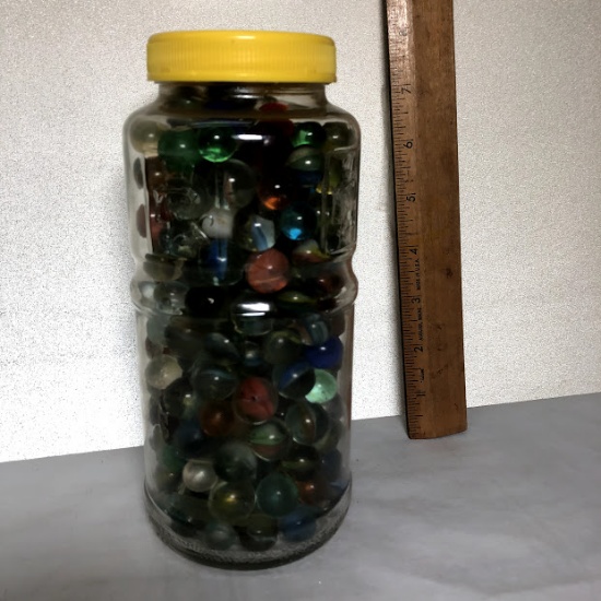 Tall Jar of Vintage Marbles