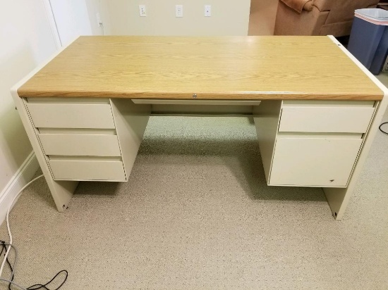 Sturdy Metal Office Desk with 4 Drawers & File Cabinet