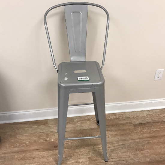 Gray Metal Bar Stool