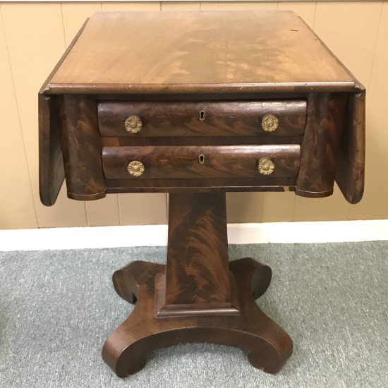 Beautiful Antique Drop Leaf 2 Drawer Table with Hand Dove Tailed Drawers