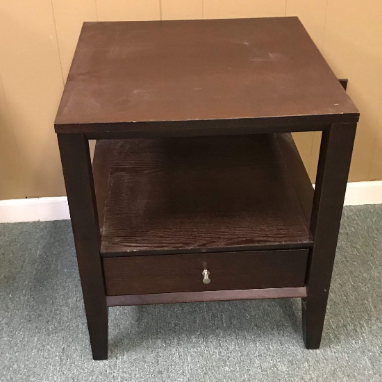 Dark Wood Office Side Table with Drawer